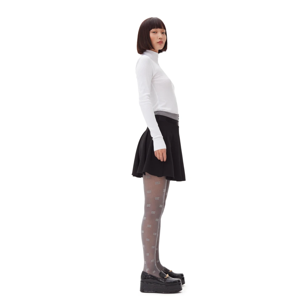 Ganni Zwarte Geplooide Mini Rok Black Dames