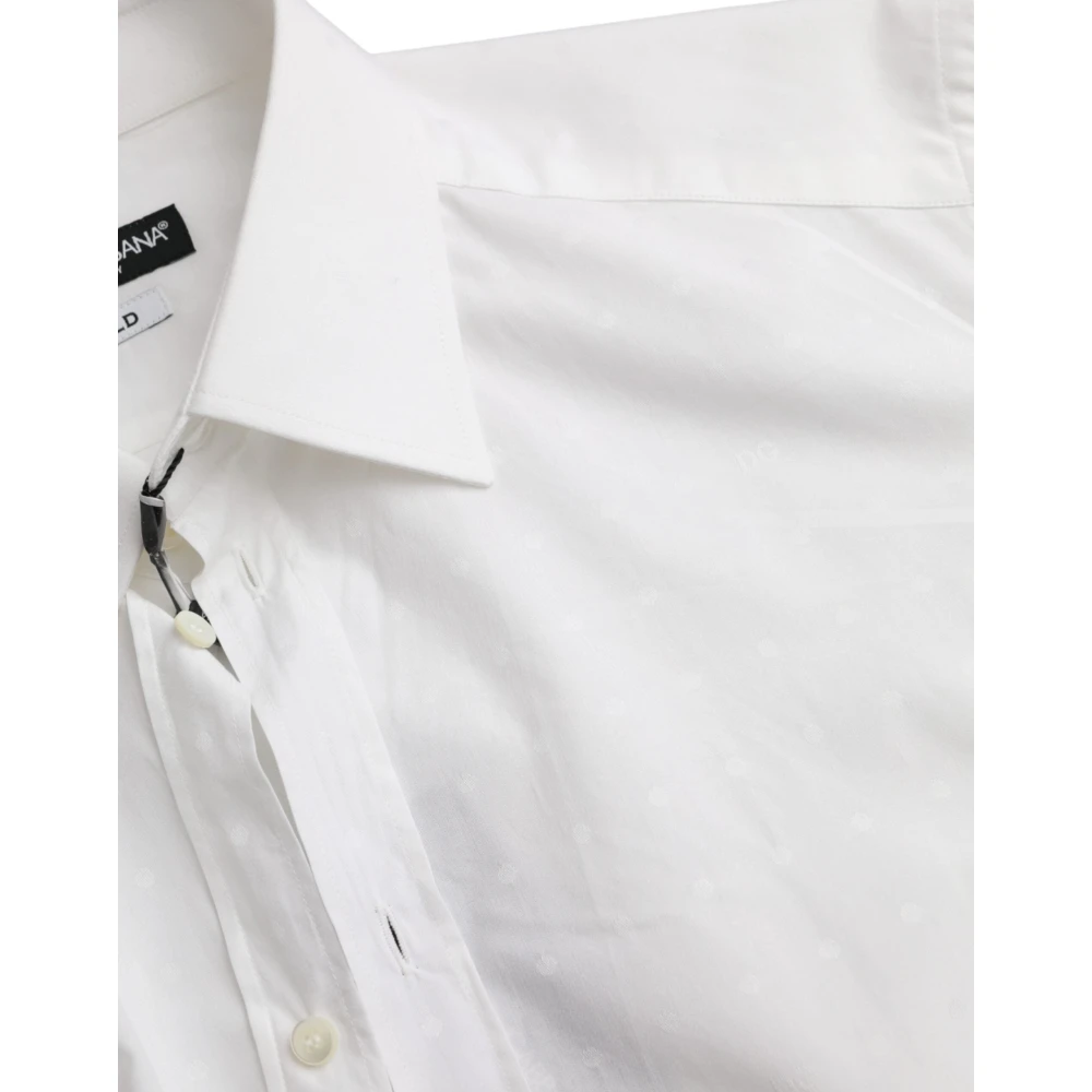 Dolce & Gabbana Wit Logo Katoenen Heren Overhemd White Heren