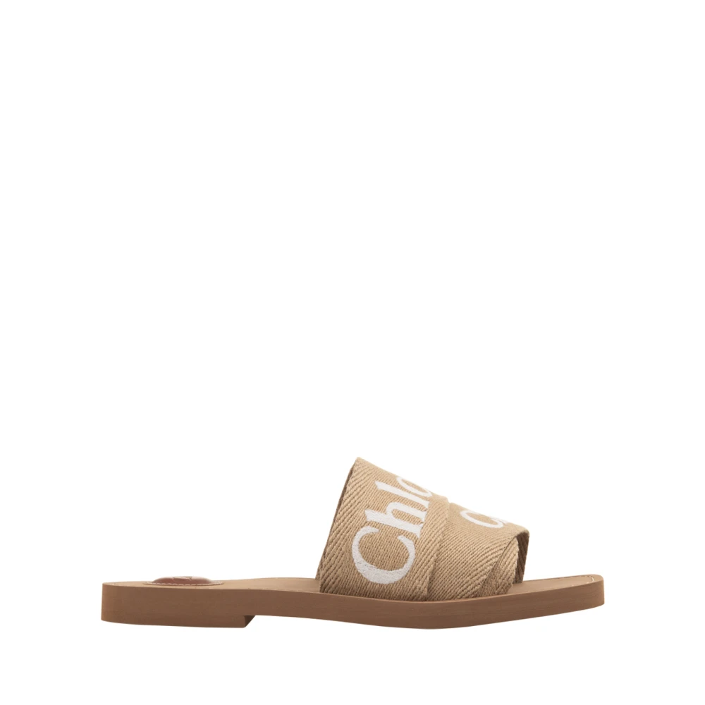 Chloé Bruna Platta Skor Woody Öken Beige Brown, Dam