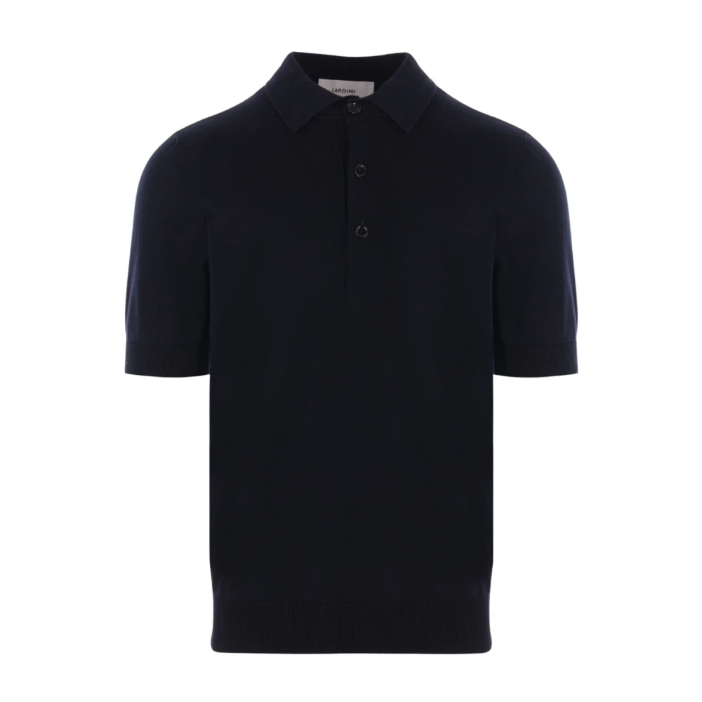 Lardini Blauw Katoenen Poloshirt Geribbelde Zoom Blue Heren