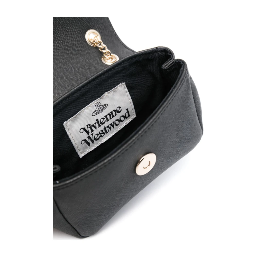 Vivienne Westwood Zwarte schoudertas van korrelig leer met kenmerkende Orb-detail Black Dames