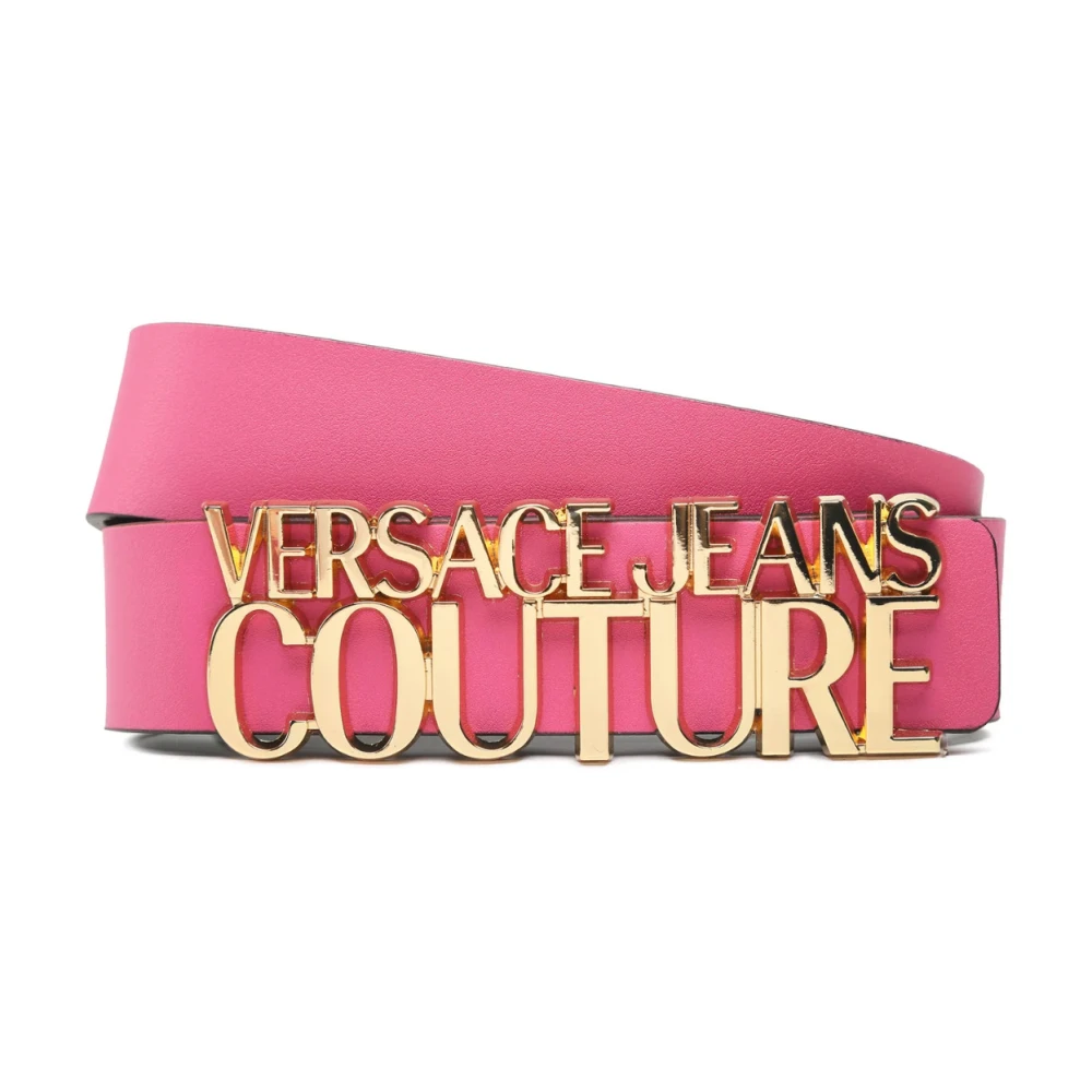 Versace Jeans Couture Fuchsia Leren Riem met Metalen Logo Pink Dames