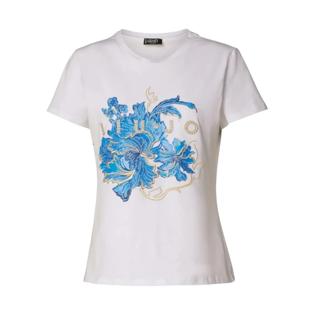 Liu Jo Dames Rhinestone Print T-shirt White Dames