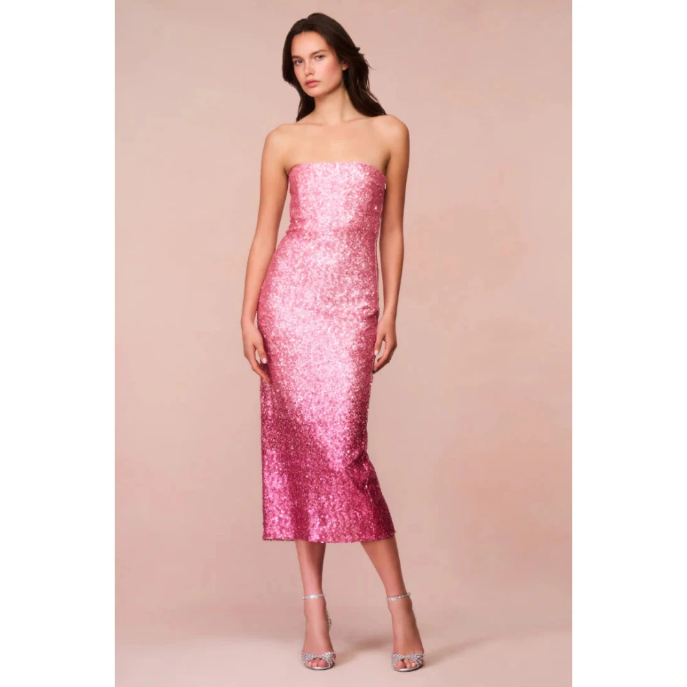 Loveshackfancy Paillet Ombre Midi Feestjurk Pink Dames