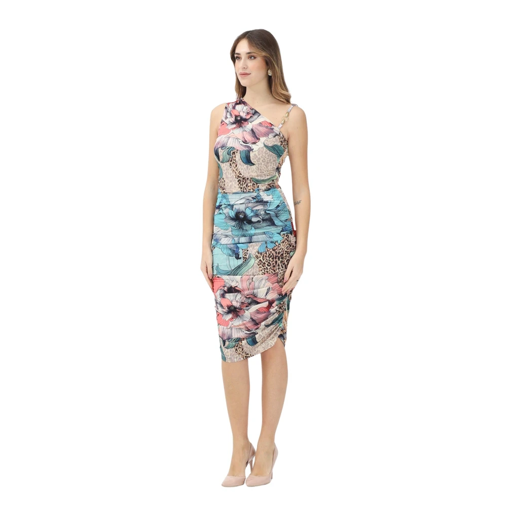Just Cavalli Midi jurk met bloemen- en dierenprint Multicolor Dames