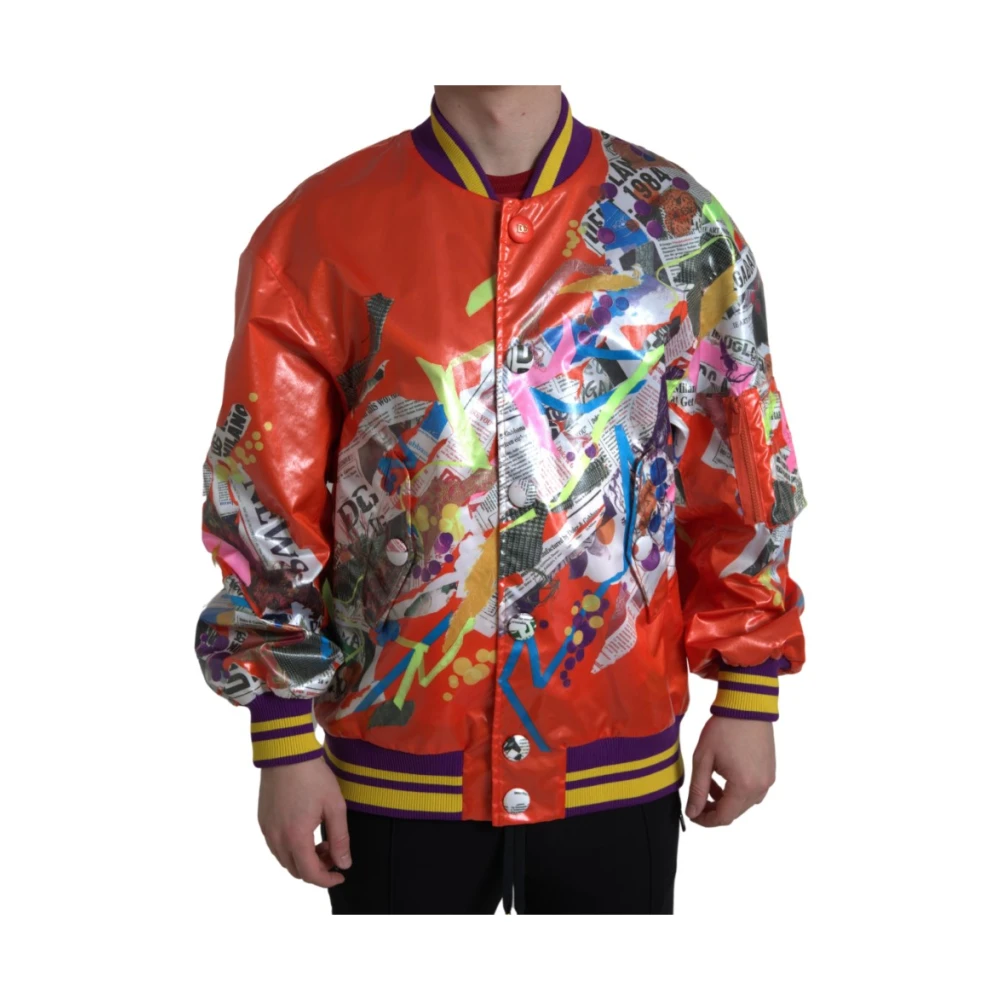 Dolce & Gabbana Orange Button Polyester Bomber Jacket - Male - Bomber Jackets - Orange - S - Jackets - Image 3