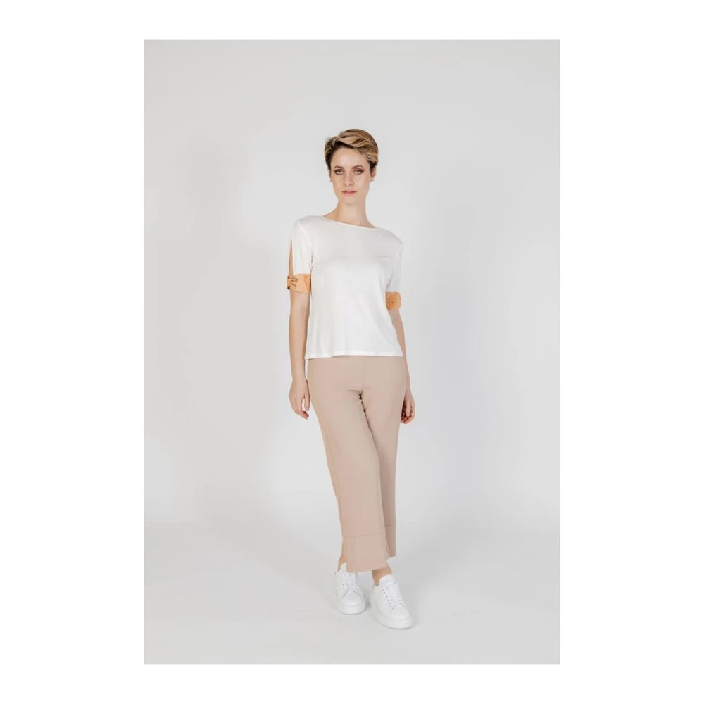 Alviero Martini 1a Classe Beige Viscose Blend T-Shirt Dames Collectie White Dames