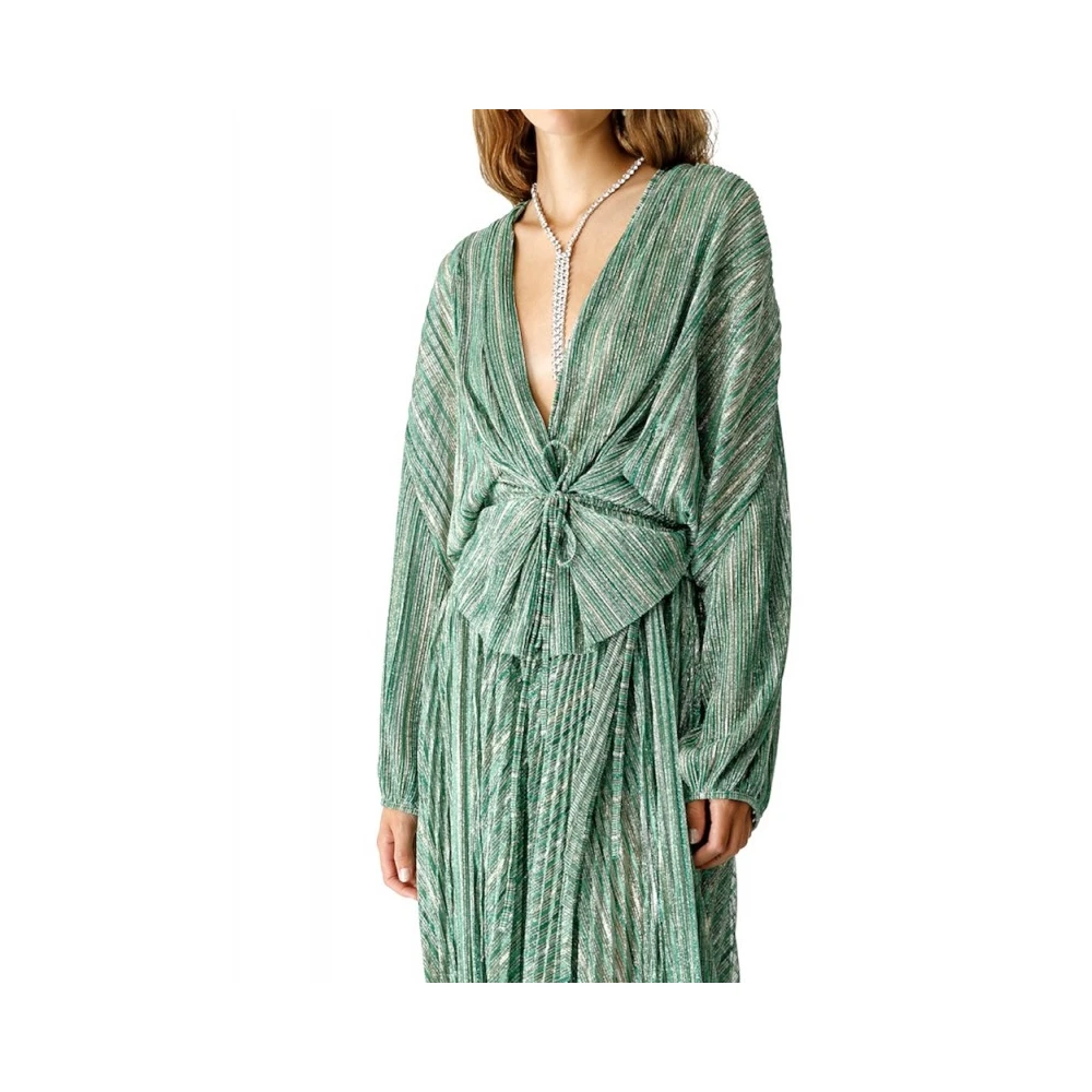 Forte Smaragd Lurex Wrap Blouse Green Dames