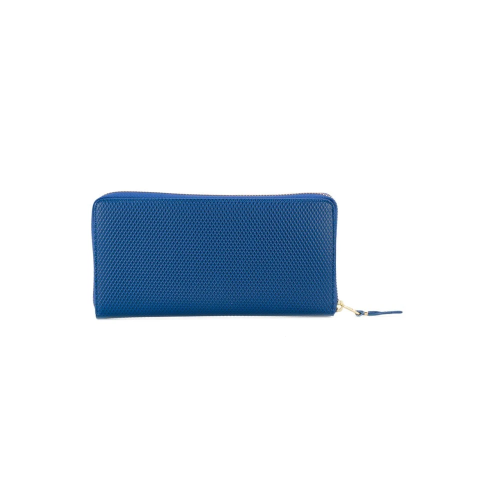 Comme des Garçons Blauwe bedrukte leren portemonnee met rits Blue Unisex