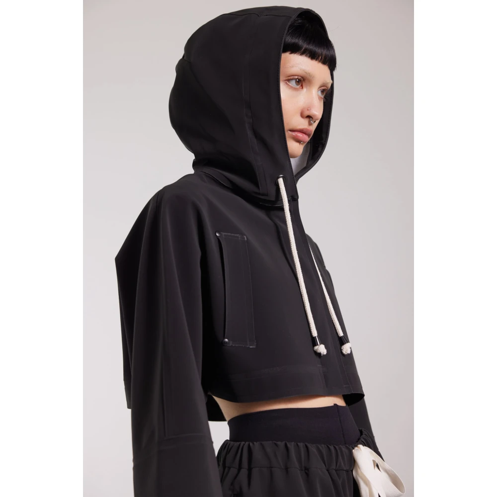Stutterheim Korte regenjas met capuchon Black Dames