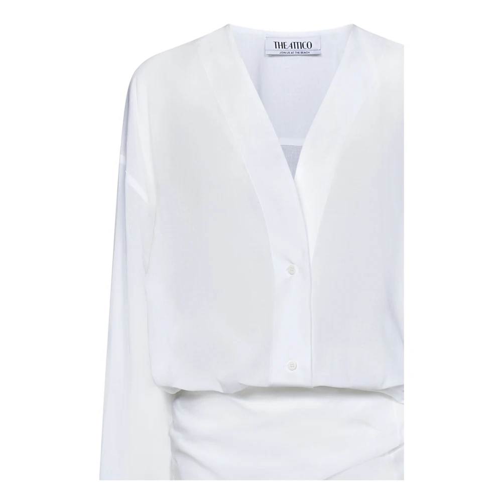 The Attico Witte Muslin Shirt Mini Jurk White Dames
