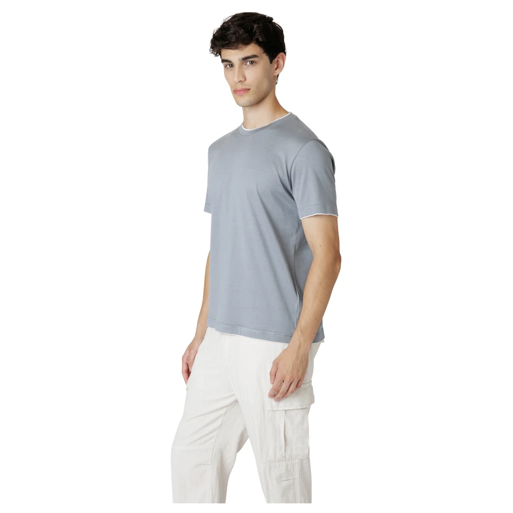Eleventy Jersey Katoen Crew Neck T-Shirt Blue Heren