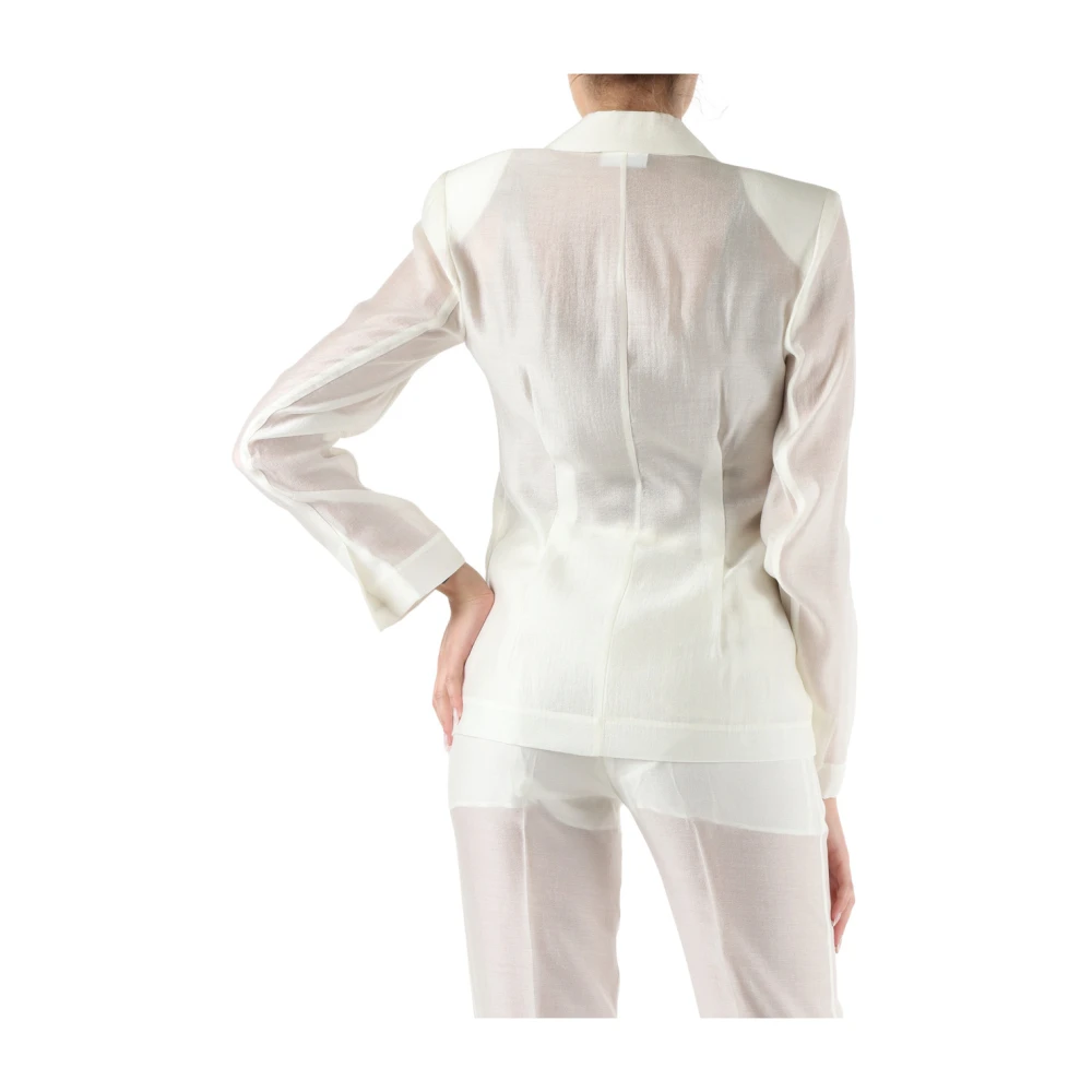 Calvin Klein Lyocell Revers Kraag Jas met Logo White Dames