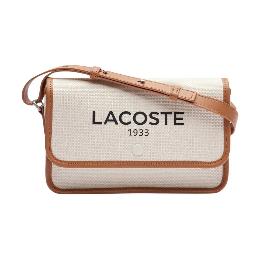 Lacoste Women's White Heritage Canvas Crossbody Bag Natural Tan