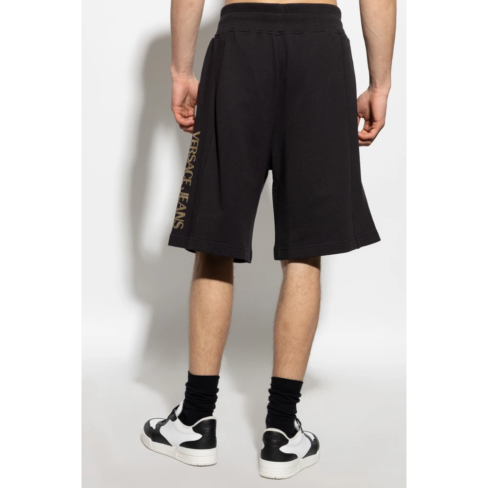 Versace Jeans Couture Shorts met bedrukt logo Black Heren