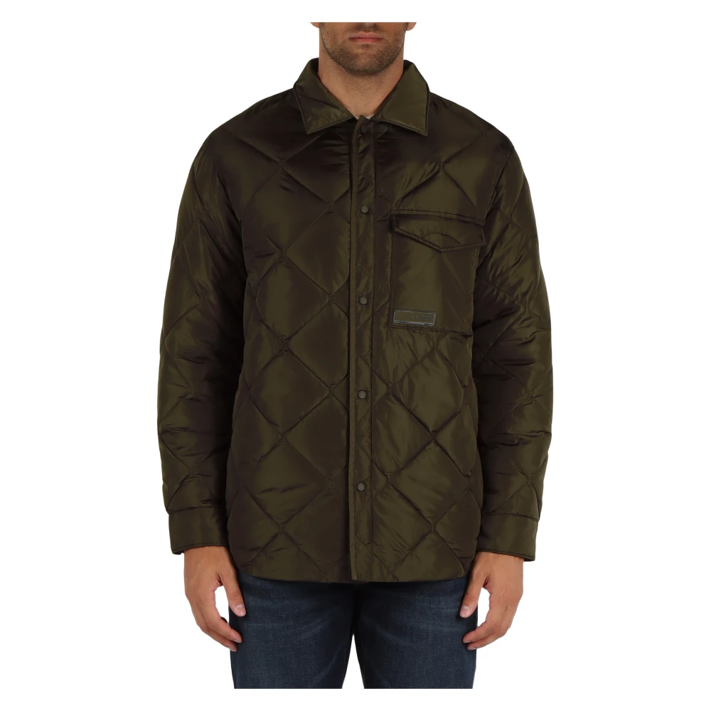 Armani Exchange Gewatteerd jack met voorlogo-patch Green Heren