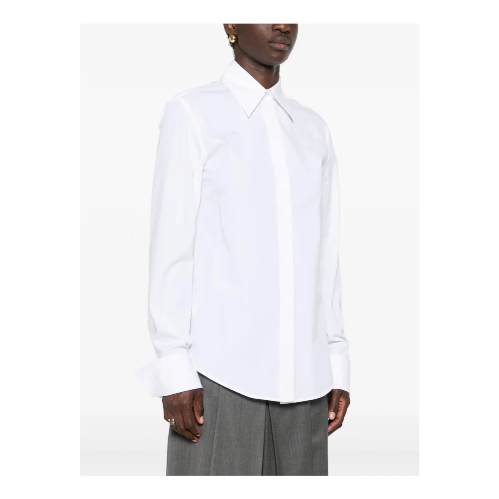 SPORTMAX Witte Jassen met Puntkraag White Dames