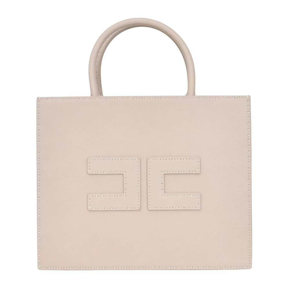 Elisabetta Franchi Beige Shopper Väska med Axelrem Gray, Dam