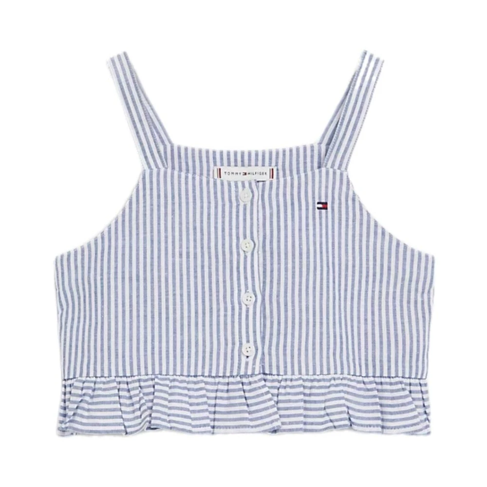 Tommy Hilfiger Women's Blue Striped Hemp Sleeveless Blouse