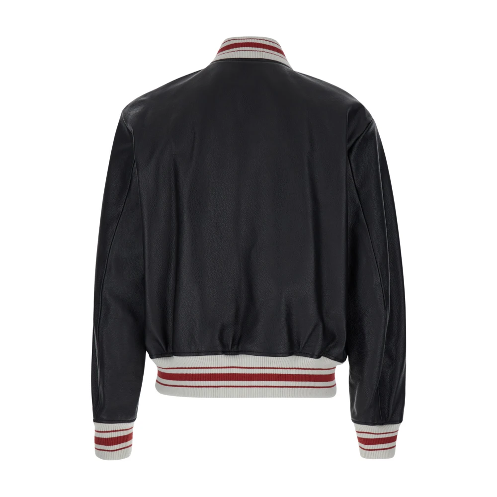 Amiri Zwarte Leren Bomberjas Black Heren