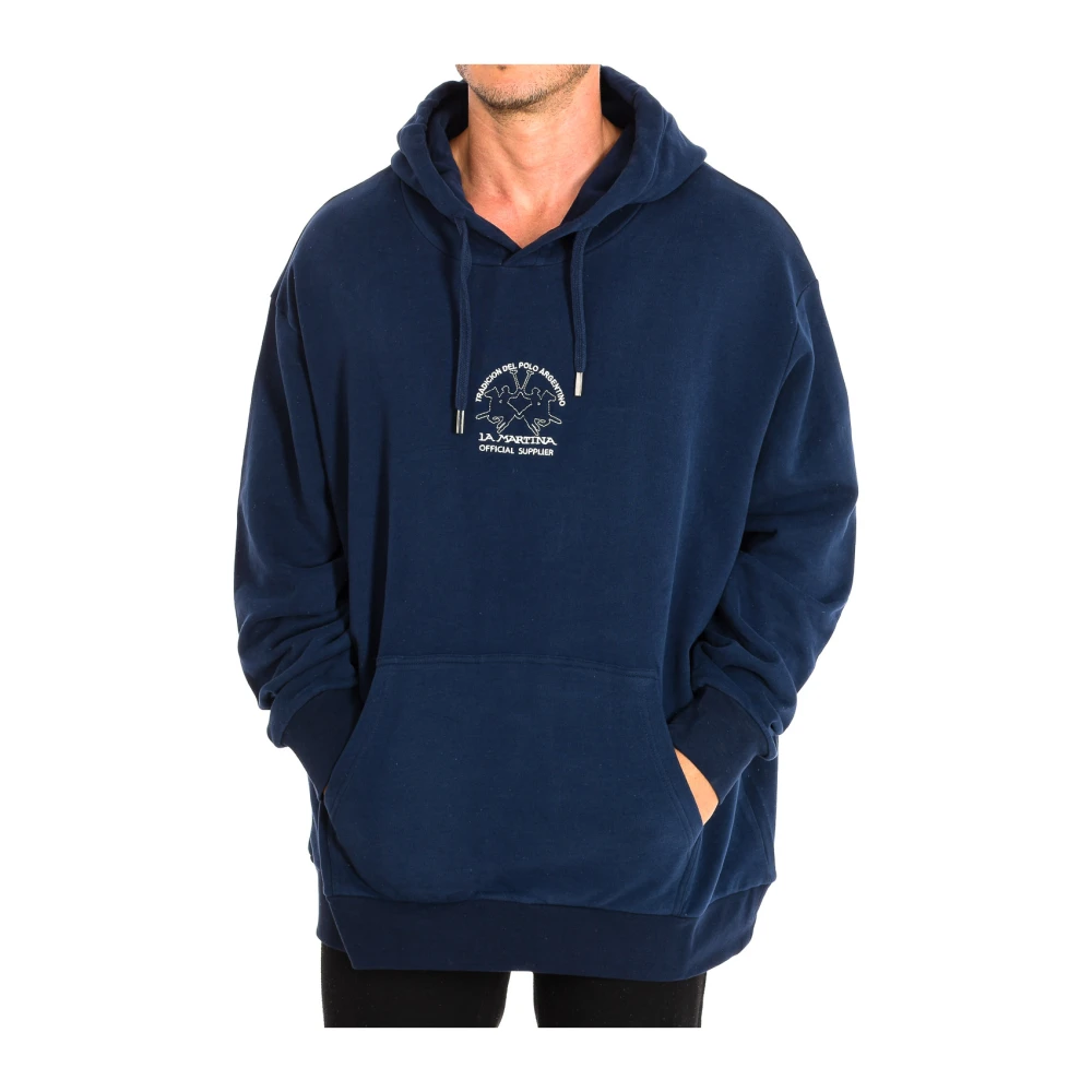 La Martina Men's Blue Hooded Sweatshirt With Embroidered Logo