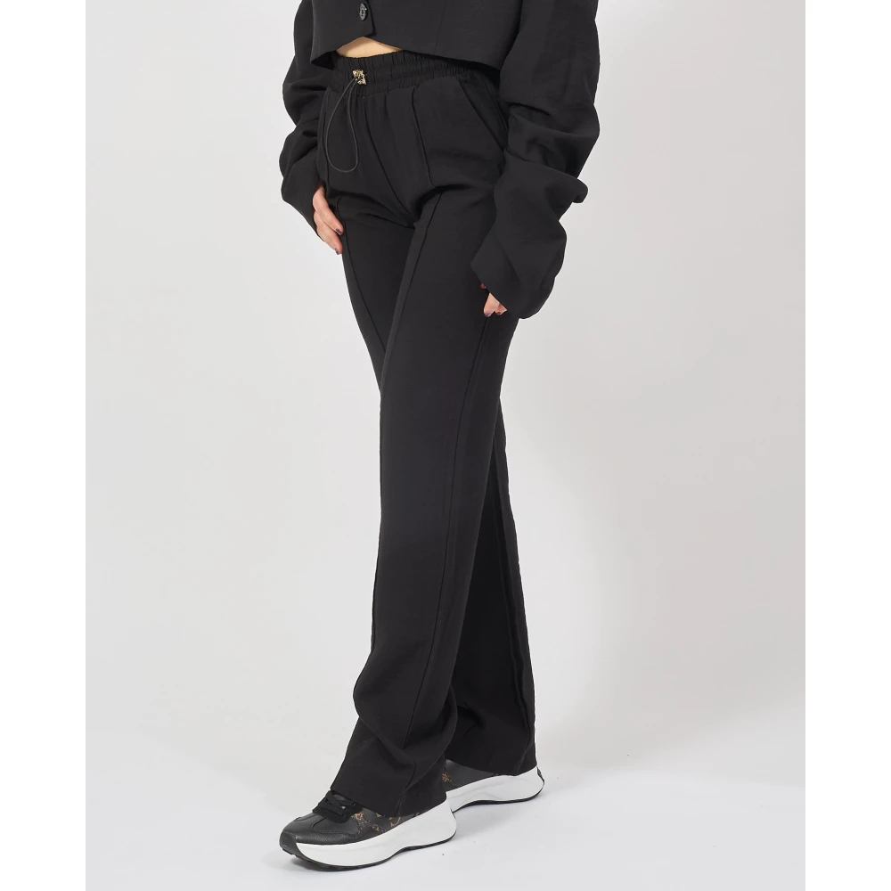 Gaëlle Paris Zwarte broek met elastische taille Black Dames