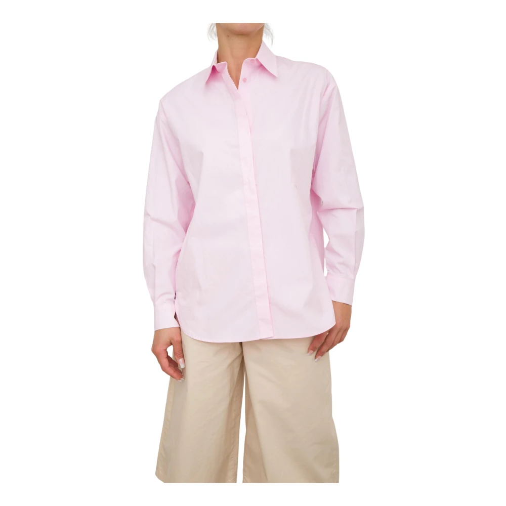 Pinko Klassieke Roze Shirt met Geborduurd Logo Pink Dames