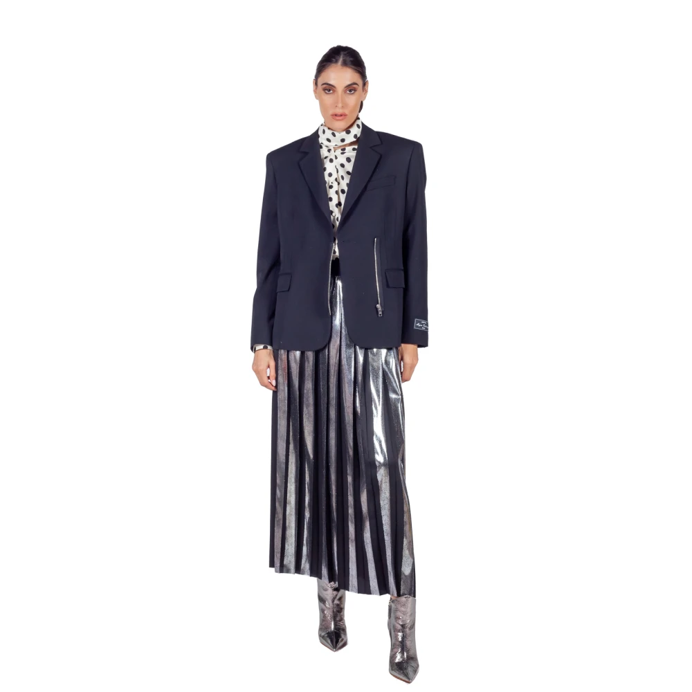 Msgm Metallic Geplooide Rok in Zilver Gray Dames