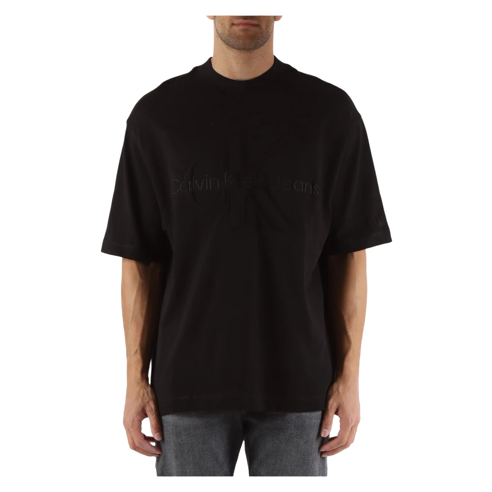 Calvin Klein Jeans Geborduurde Oversize Katoen Viscose T-shirt Black Heren