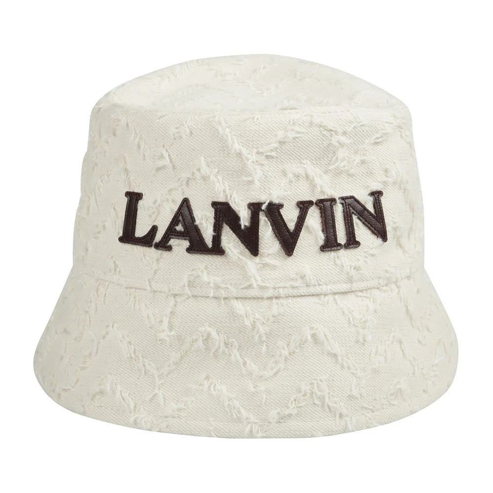 Lanvin Chevron Patroon Bob Motif Shirt Beige Heren