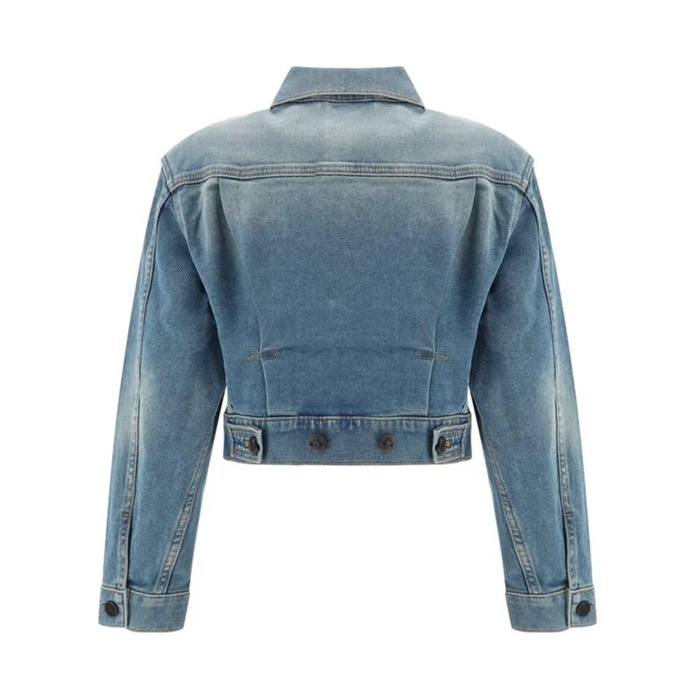 Vivienne Westwood Denim Cropped Jacket met Patch Zakken Blue Dames