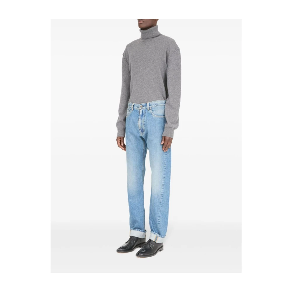 Maison Margiela Blauwe Denim Broek met Handtekening Logo Blue Heren