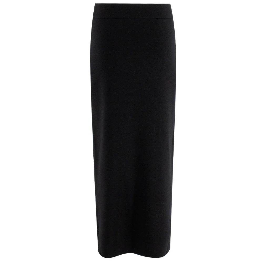 Fabiana Filippi Elegante Geribbelde Midi Rok Black Dames