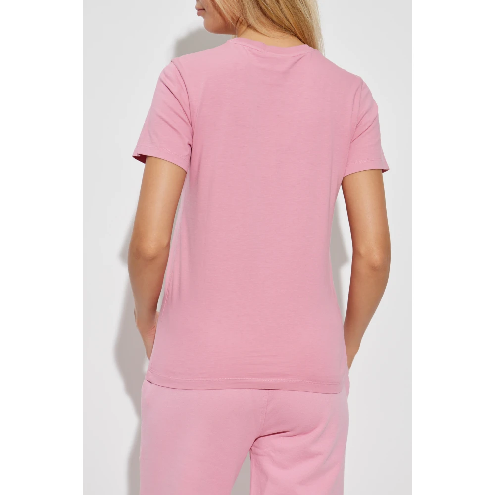 Maison Kitsuné T-shirt met logo patch Pink Dames