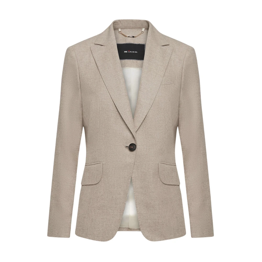 Kiton Beige Cashmere Jas met Schoon Ontwerp Brown Dames