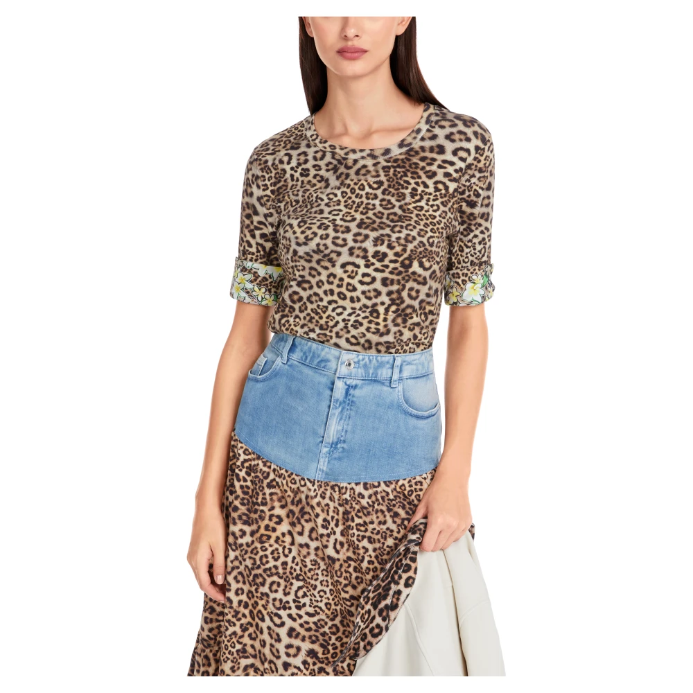Marc Cain T-shirt met luipaardprint en nauwsluitend Brown Dames