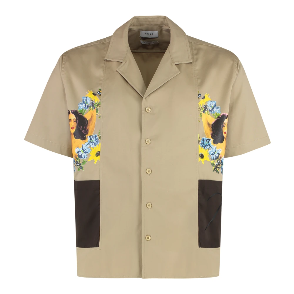 Rhude Katoenen shirt met zijsplitten Beige Heren