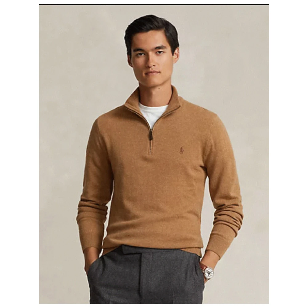 Polo Ralph Lauren Wollen Zip-Up Sweatshirt Brown Heren