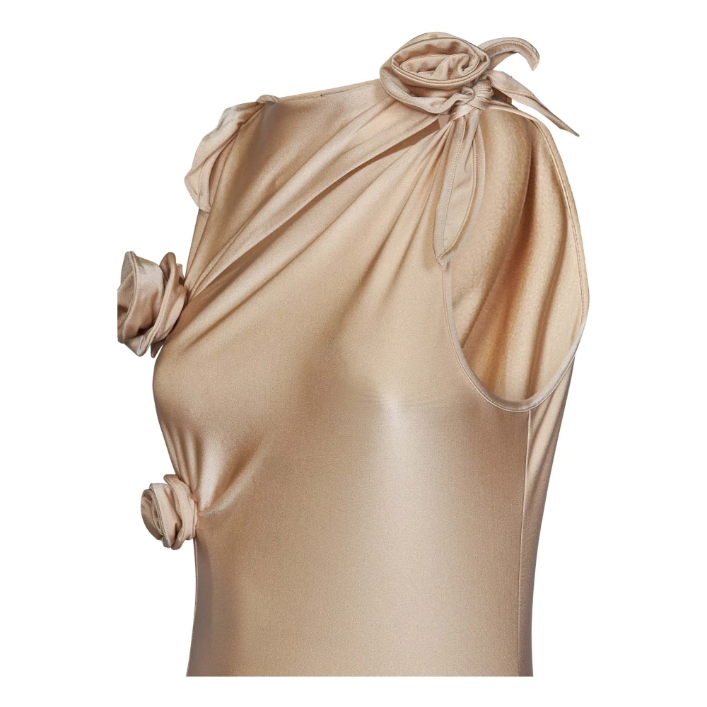 Coperni Beige Asymmetrische Bloem Jurk Beige Dames