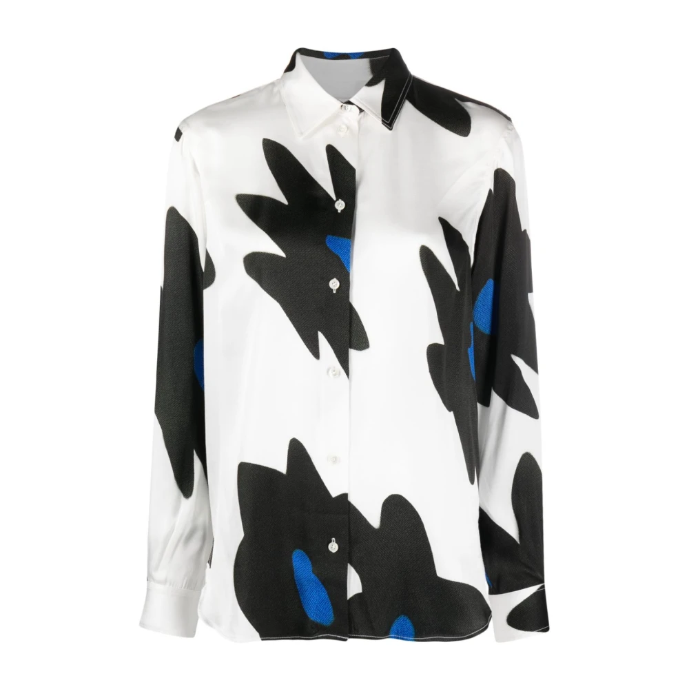 PS By Paul Smith Witte Shirt met Multicolor Print White Dames