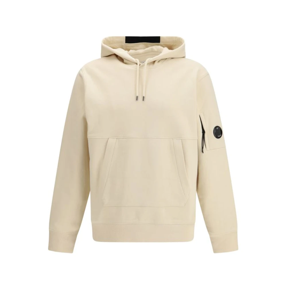 C.p. Company Men's Beige Diagonal Raised Fleece Hooded Sweatshirt