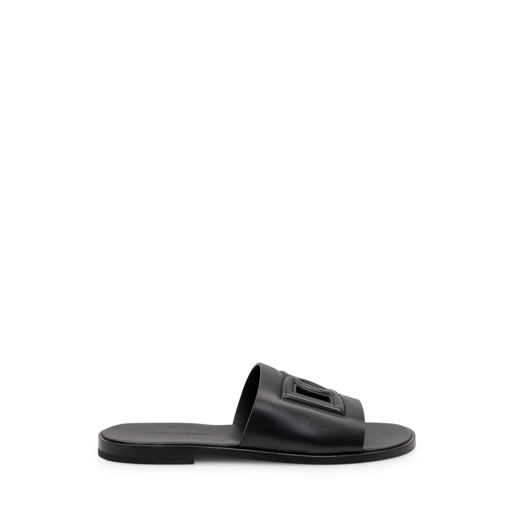 Dolce & Gabbana Men's Black Sliders, 6 Uk, Calfskin Slide
