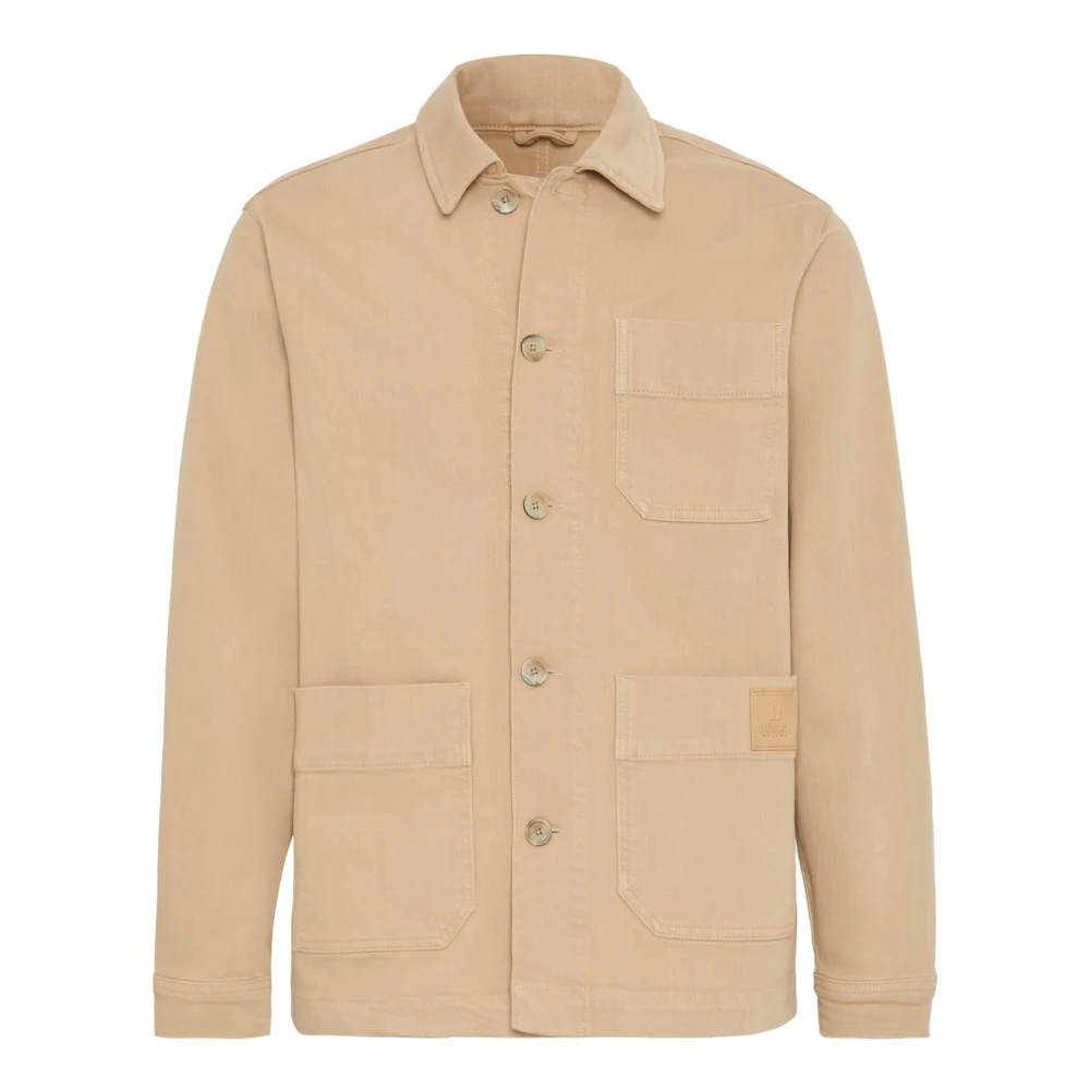 Boggi Milano Katoenen overhemdjasje Beige Heren