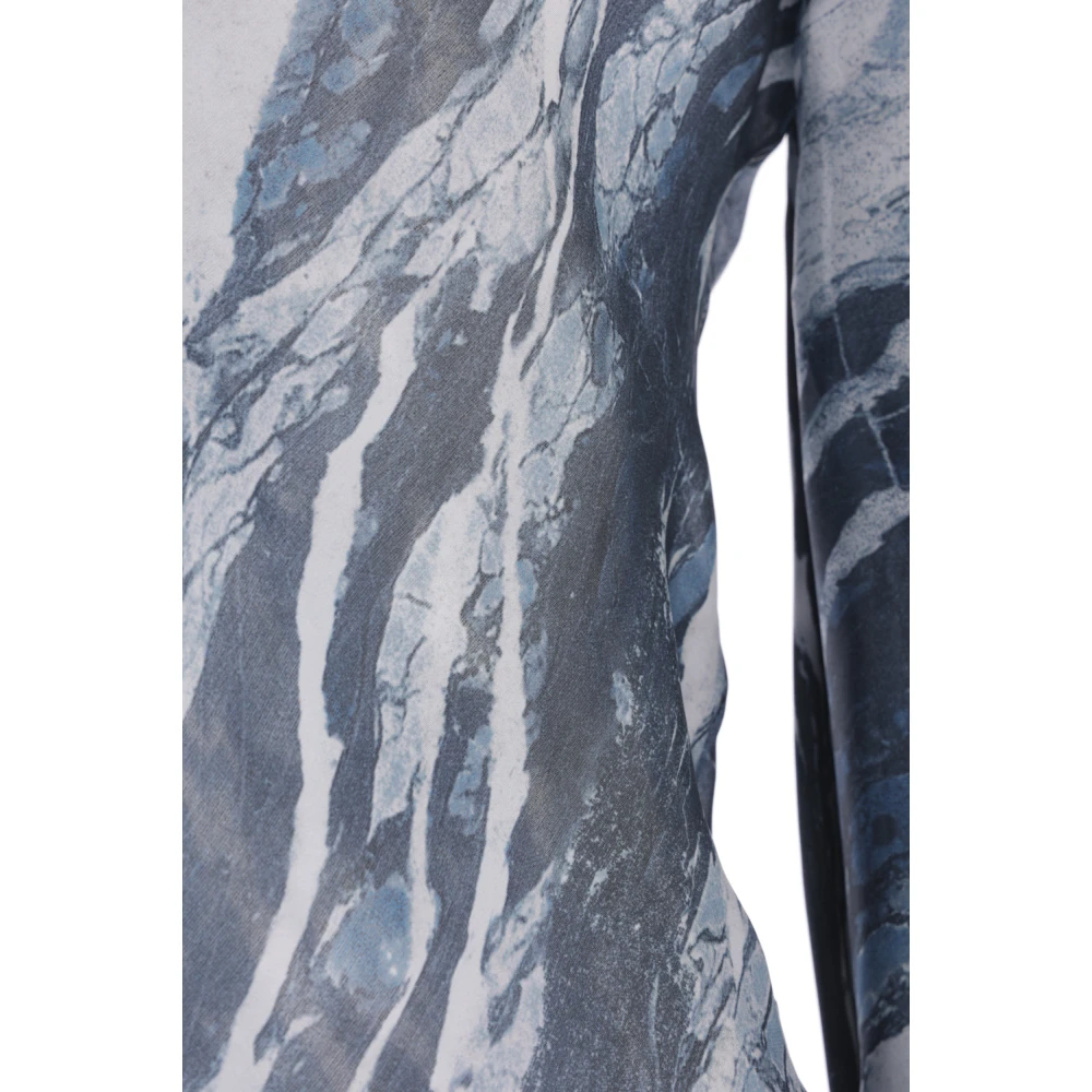Roberto Cavalli Jurk van lange zijde met marmerprint Blue Dames