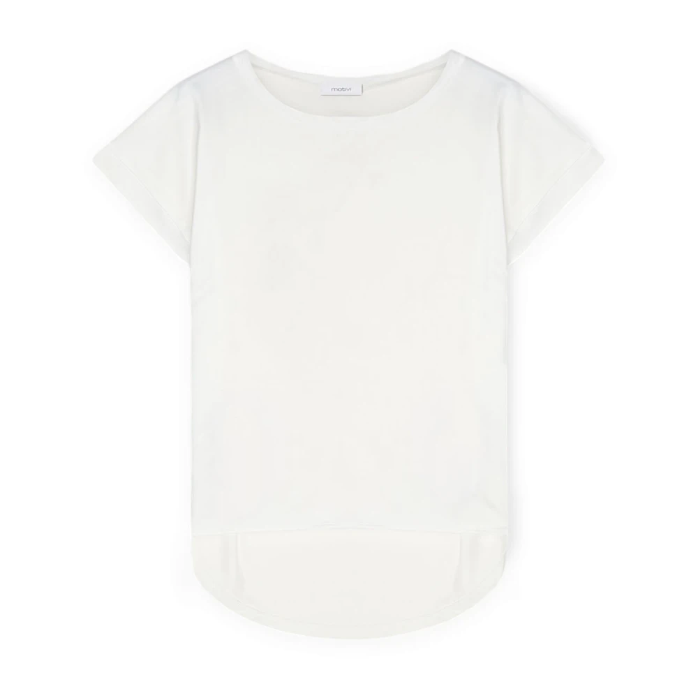 Motivi T-shirt gemaakt van twee verschillende materialen White Dames