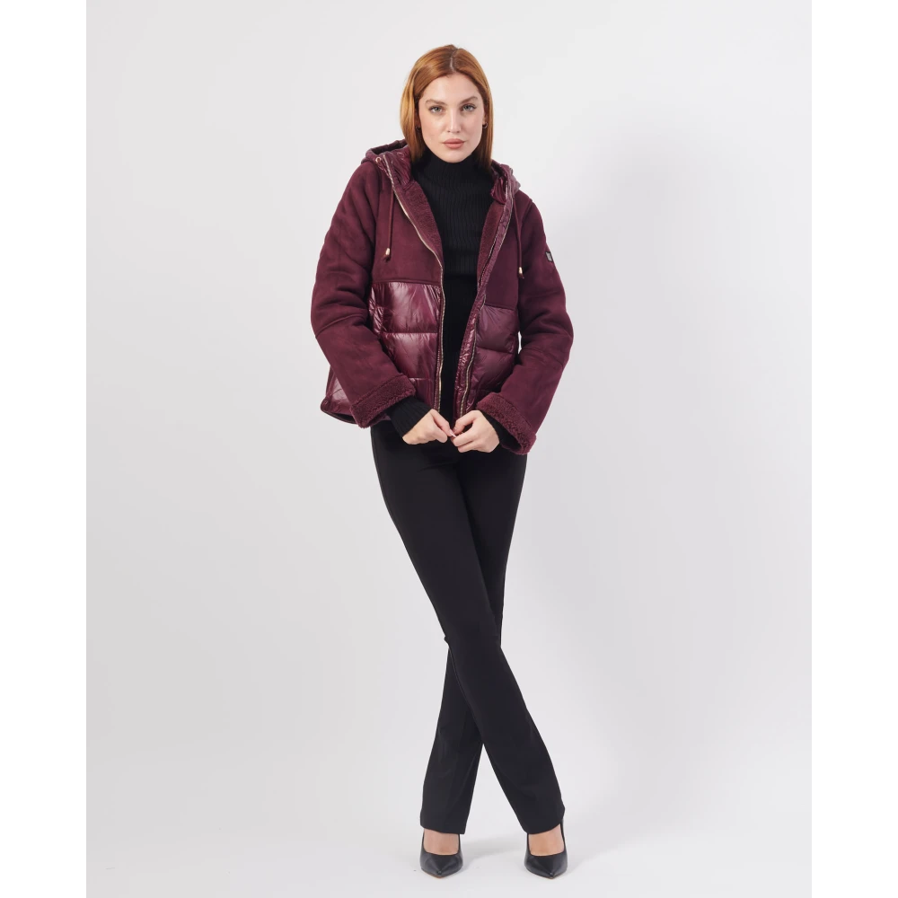 YES ZEE Gewatteerde jas met capuchon pruimkleur Red Dames