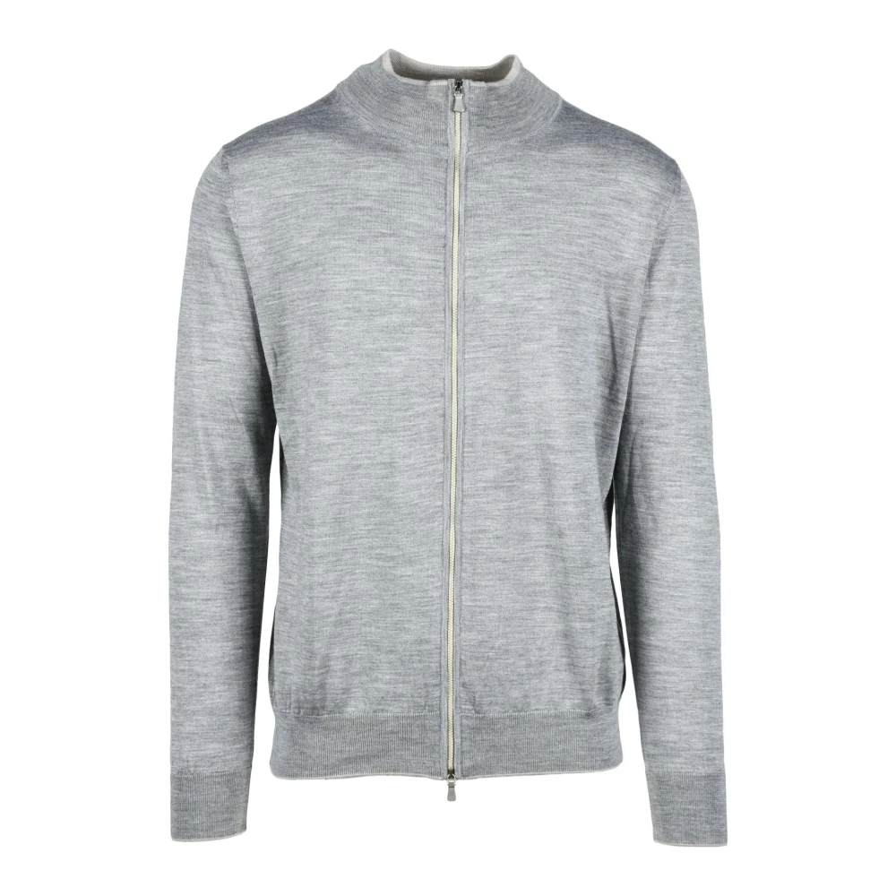 Eleventy Wol Zijde Mix Gebreide Top Gray Heren