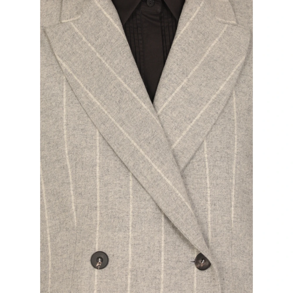 Antonelli Firenze Grijze Wol Geknipte Vest met Pinstripes Gray Dames