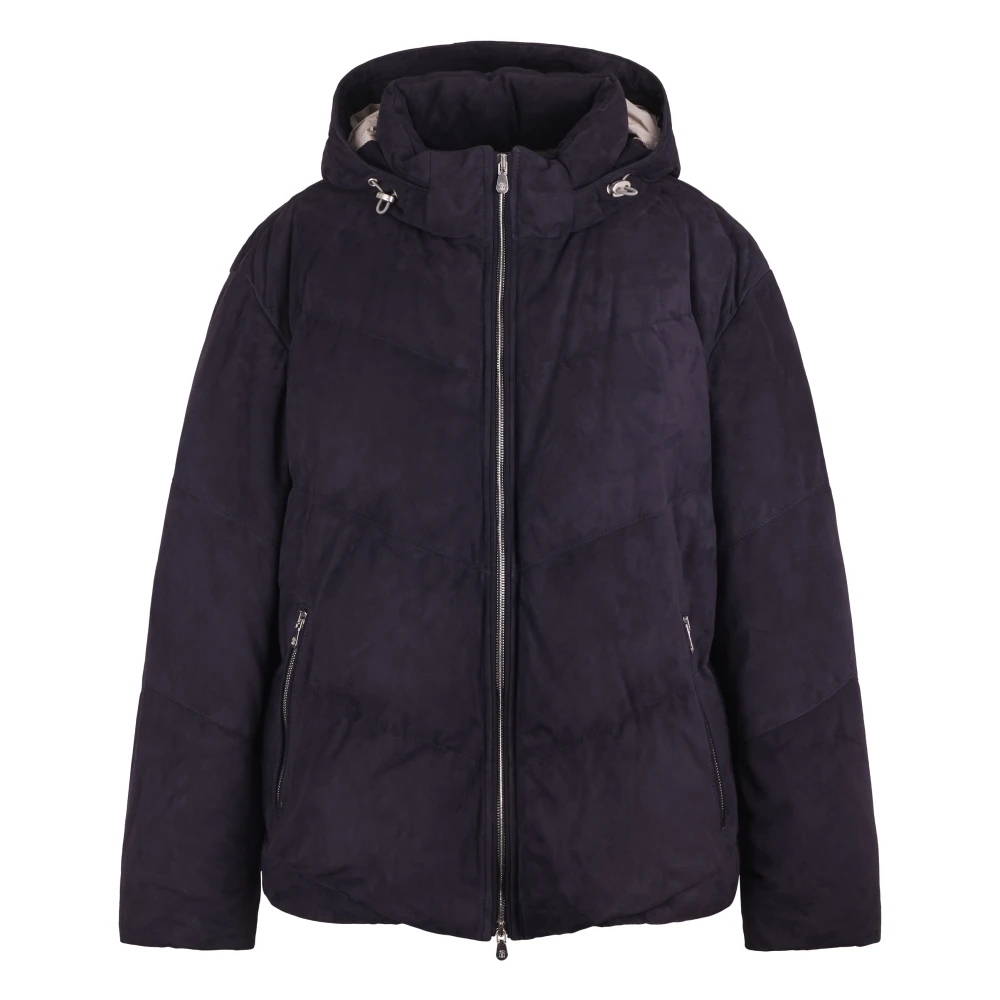 Brunello Cucinelli Men's Blue Winter Jackets, Xl, Padded Leather Jacket