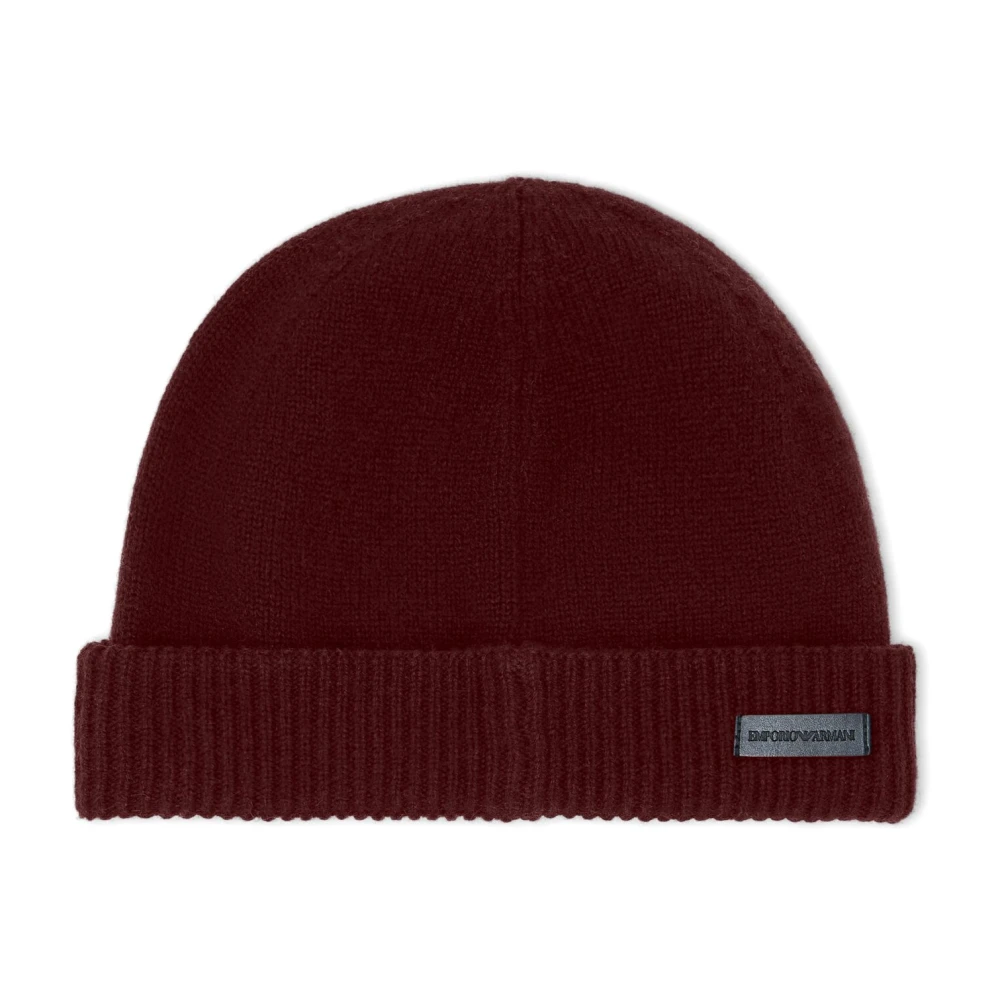 Emporio Armani Unisex Bruin Accessoires M, Kasjmier, Sarkaanbruine Kasjmier Muts Met Logo-Embleem